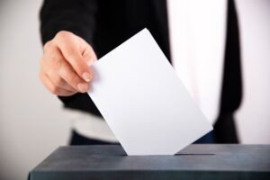 Woman votes on election day.